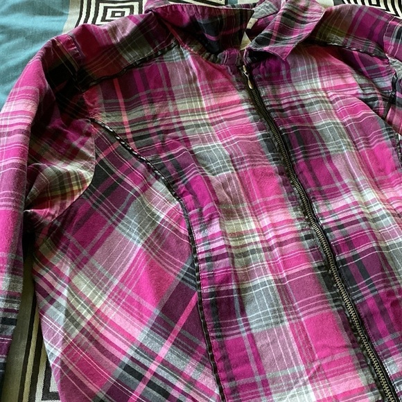 Christopher and Banks lightweight zipper jacket plaid size large - Picture 5 of 13